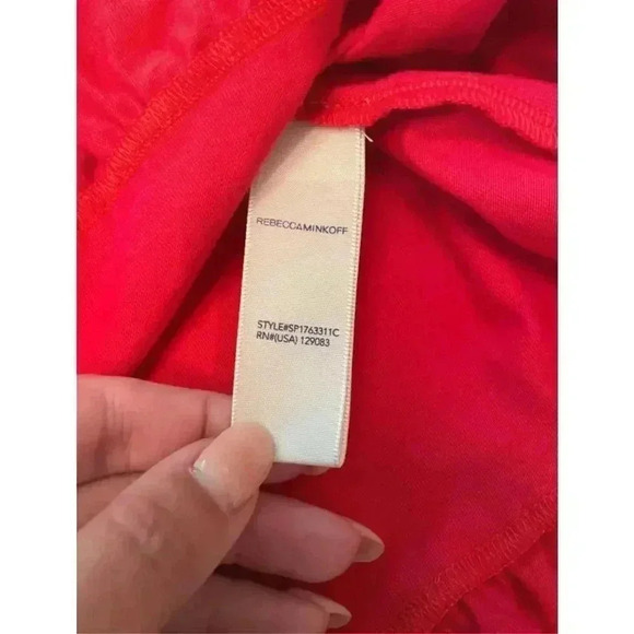 Rebecca Minkoff Red Cold Shoulder Ruffle Midi Dress Size Small - Picture 10 of 10